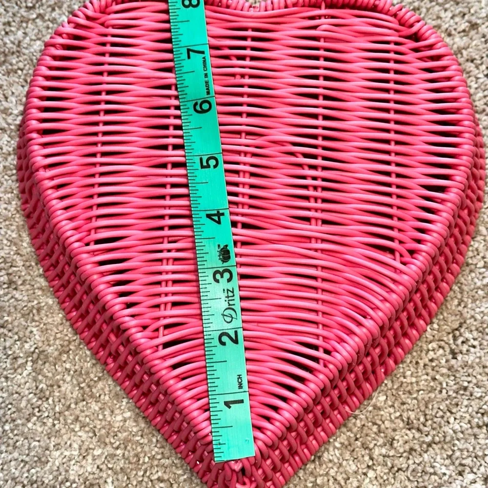 NWT Hobby Lobby Pink Heart-Shaped Wicker Basket.